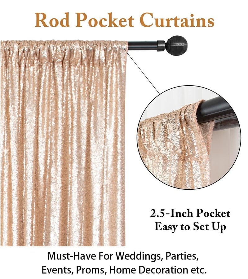 ShiDianYi 8FT x 8FT Champagne Sequin Photo Booth Backdrop, Wedding & Party Backdrop, Sparkling Photography Prop - Image 4